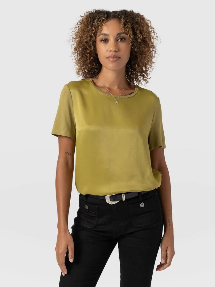 Saint And Sofia TShirts and Tanks Women Rayner Contrast Tee 8211 Olive Olive