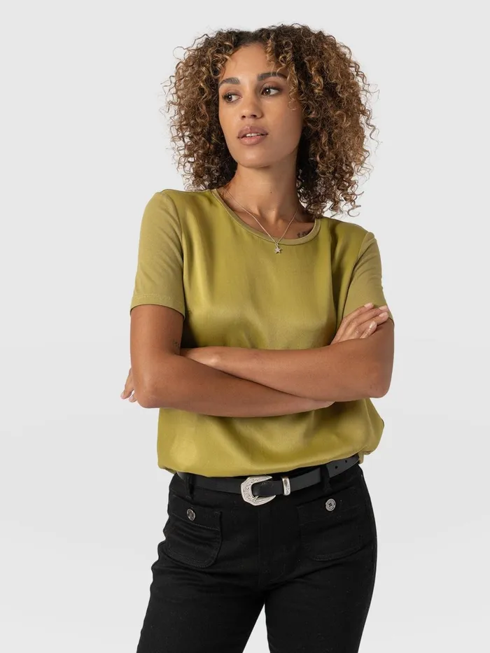 Saint And Sofia TShirts and Tanks Women Rayner Contrast Tee 8211 Olive Olive