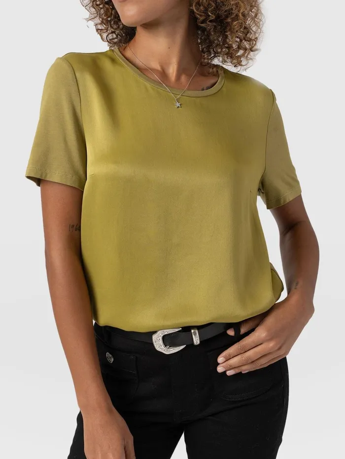 Saint And Sofia TShirts and Tanks Women Rayner Contrast Tee 8211 Olive Olive