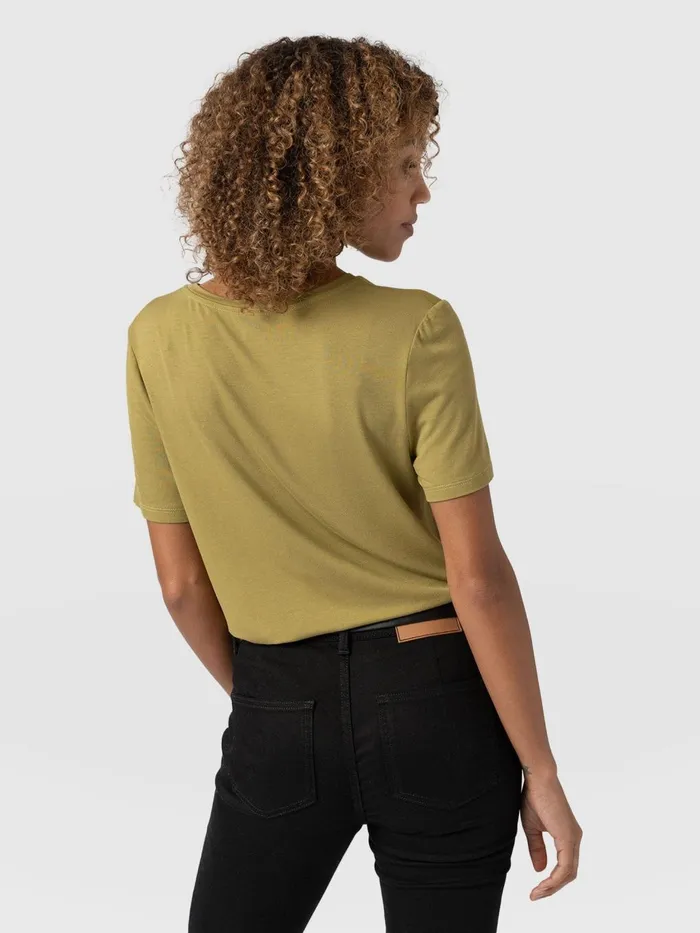 Saint And Sofia TShirts and Tanks Women Rayner Contrast Tee 8211 Olive Olive