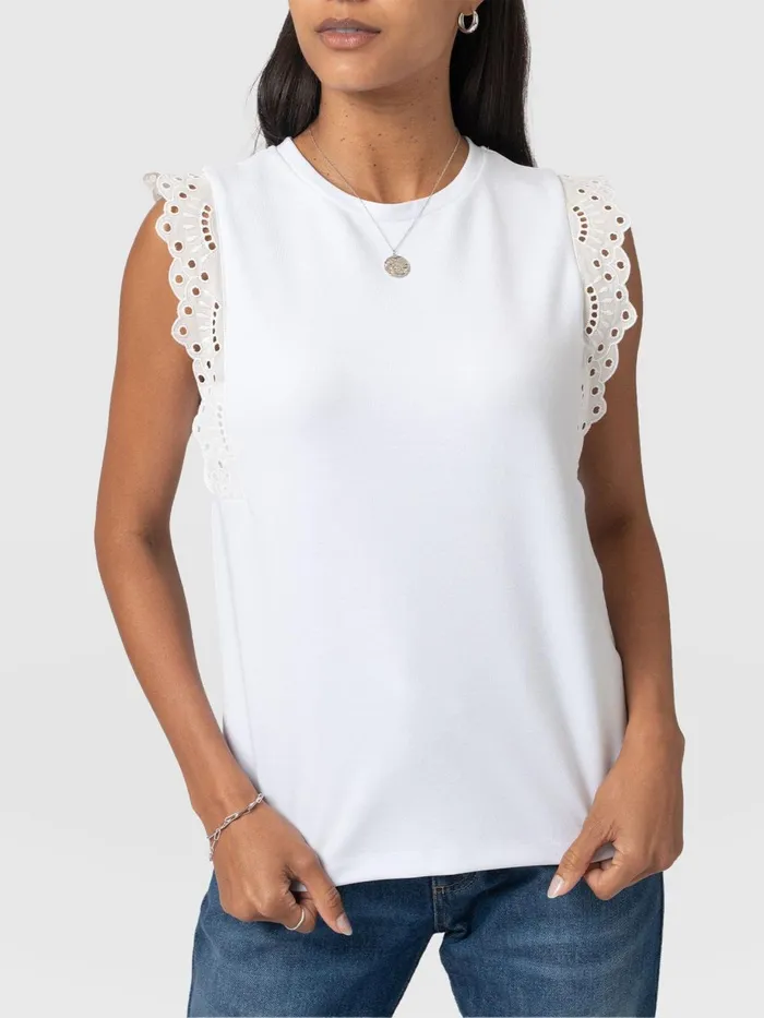 Saint And Sofia TShirts and Tanks Women Rowan Tee 8211 White Broderie White Broderie