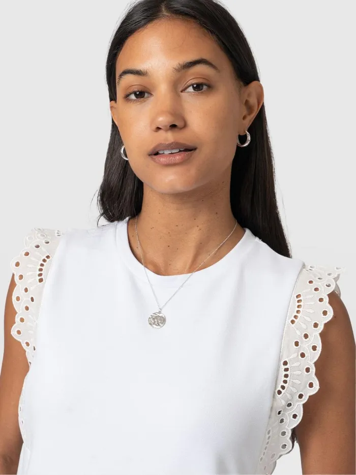 Saint And Sofia TShirts and Tanks Women Rowan Tee 8211 White Broderie White Broderie