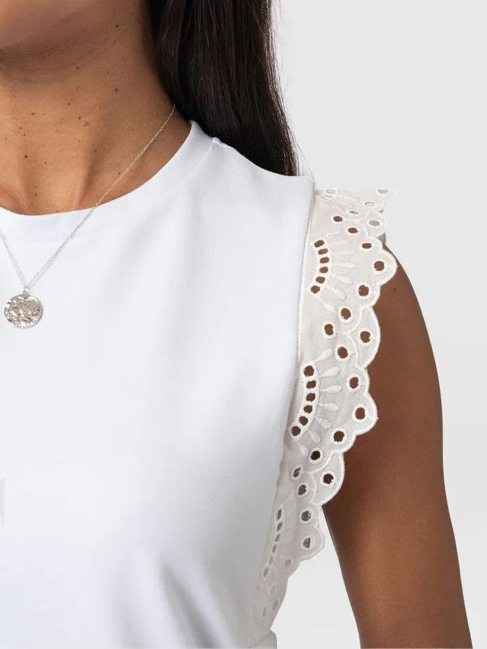Saint And Sofia TShirts and Tanks Women Rowan Tee 8211 White Broderie White Broderie