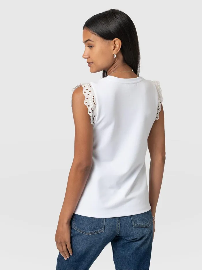 Saint And Sofia TShirts and Tanks Women Rowan Tee 8211 White Broderie White Broderie