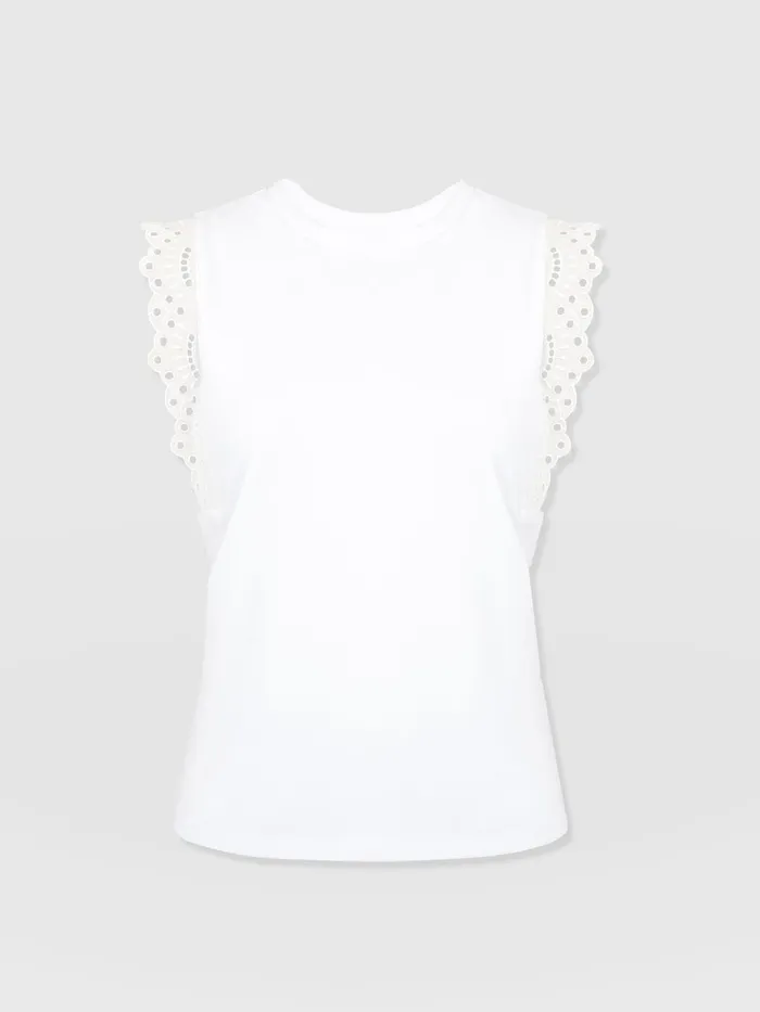 Saint And Sofia TShirts and Tanks Women Rowan Tee 8211 White Broderie White Broderie