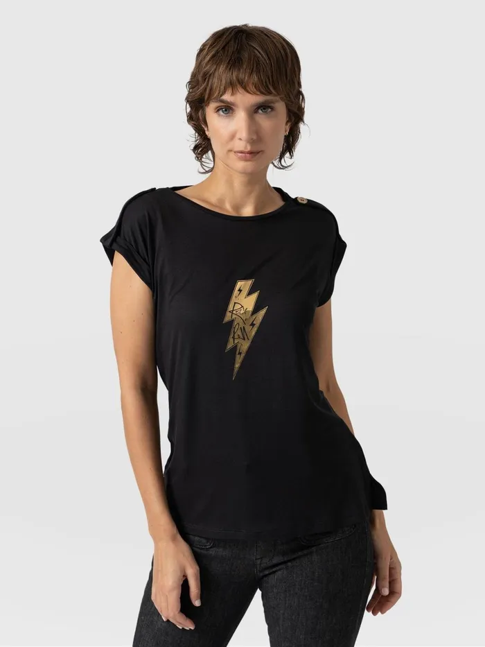 Saint And Sofia TShirts and Tanks Women Turn Up Tee 8211 Black Rock N Roll Black Rock N Roll Saint And Sofia TShirts and Tanks Women Turn Up Tee 8211 Black Rock N Roll Black Rock N Roll