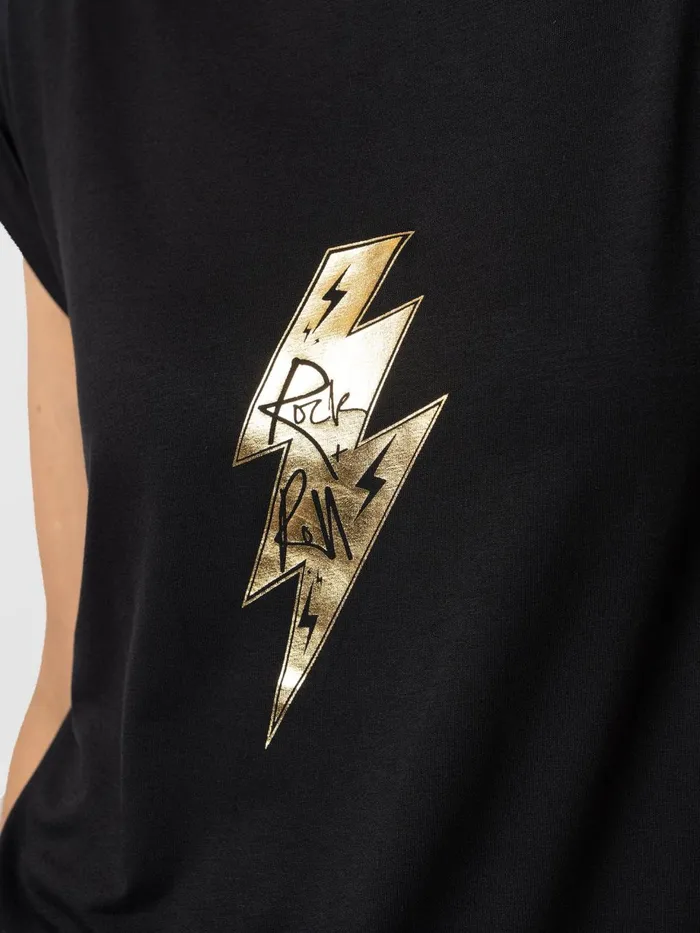 Saint And Sofia TShirts and Tanks Women Turn Up Tee 8211 Black Rock N Roll Black Rock N Roll