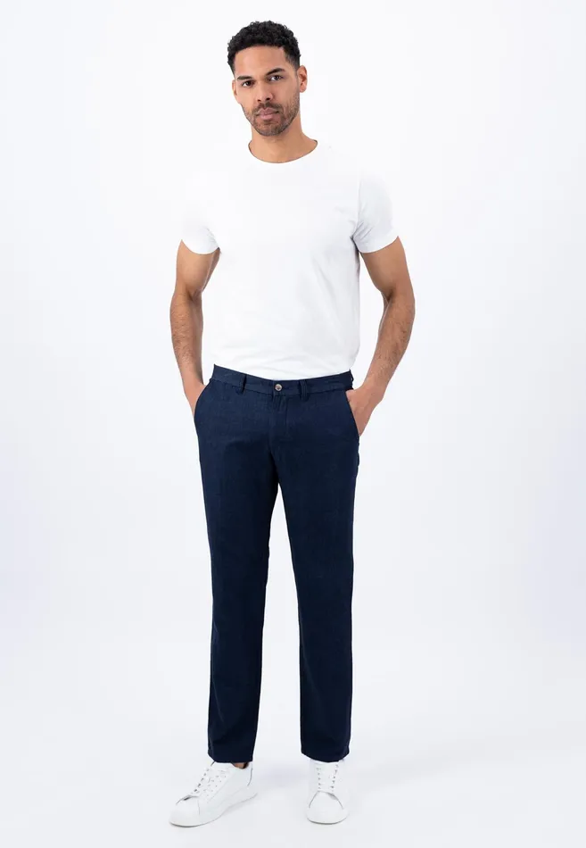 Sale Men FYNCHHATTON Light Chino Pants Made Of Linen Cotton Mix Dark Navystone Sale Men FYNCHHATTON Light Chino Pants Made Of Linen Cotton Mix Dark Navystone