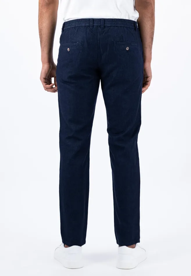 Sale Men FYNCHHATTON Light Chino Pants Made Of Linen Cotton Mix Dark Navystone Sale Men FYNCHHATTON Light Chino Pants Made Of Linen Cotton Mix Dark Navystone