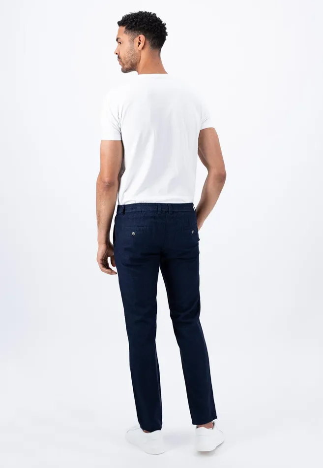 Sale Men FYNCHHATTON Light Chino Pants Made Of Linen Cotton Mix Dark Navystone Sale Men FYNCHHATTON Light Chino Pants Made Of Linen Cotton Mix Dark Navystone