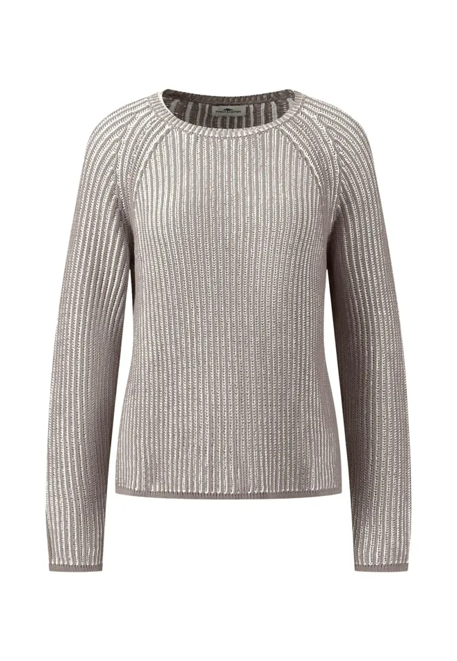 Sale Women FYNCHHATTON Cottonknit Sweater With Duotone Effect Taupefondant Pink