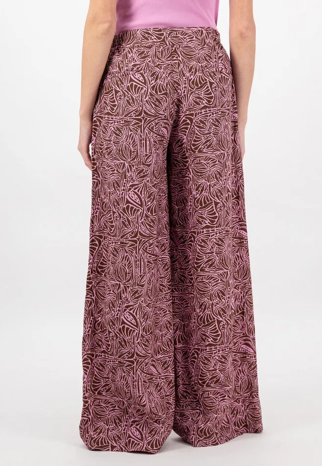 Sale Women FYNCHHATTON Patterned Wide Leg Linen Trousers With Front Pockets Toffee Brown Sale Women FYNCHHATTON Patterned Wide Leg Linen Trousers With Front Pockets Toffee Brown