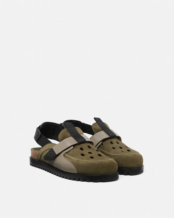 Sandals and Slides Men Versace Suede Mules Greenblack