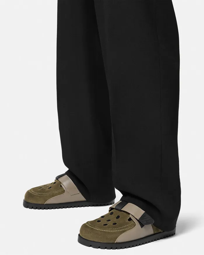 Sandals and Slides Men Versace Suede Mules Greenblack