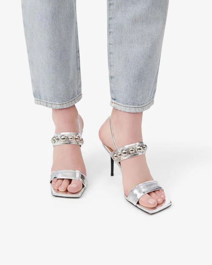 Sandals Women IRO CHLORITE SILVER HIGHHEELED LEATHER SANDALS