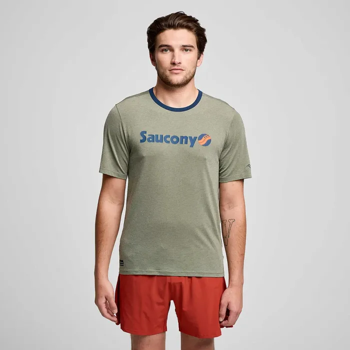 Saucony Stopwatch Graphic Short Sleeve Bough Heather Graphic Men Tops