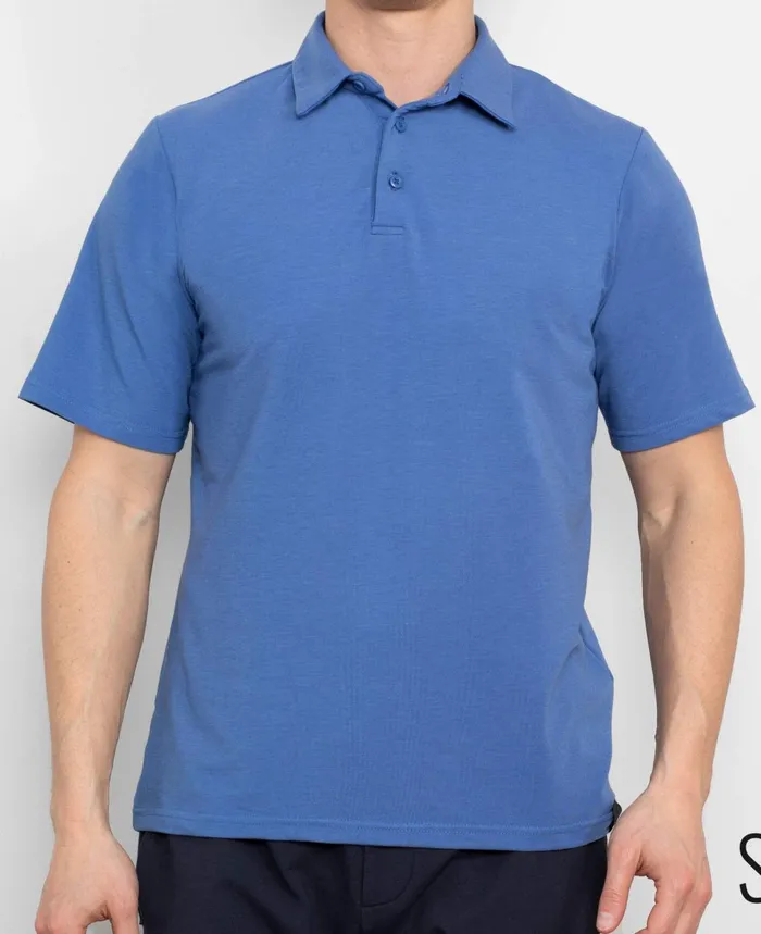 Savile Row Company Blue Short Sleeve Active Polo Shirt Mid Blue Men Polo Shirts Savile Row Company Blue Short Sleeve Active Polo Shirt Mid Blue Men Polo Shirts