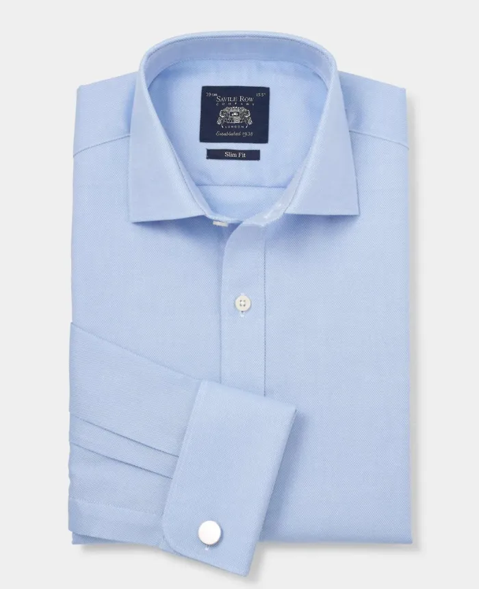 Savile Row Company Blue Textured Cotton Slim Fit Formal Shirt 8211 Double Cuff Blue Men Formal Shirts Savile Row Company Blue Textured Cotton Slim Fit Formal Shirt 8211 Double Cuff Blue Men Formal Shirts