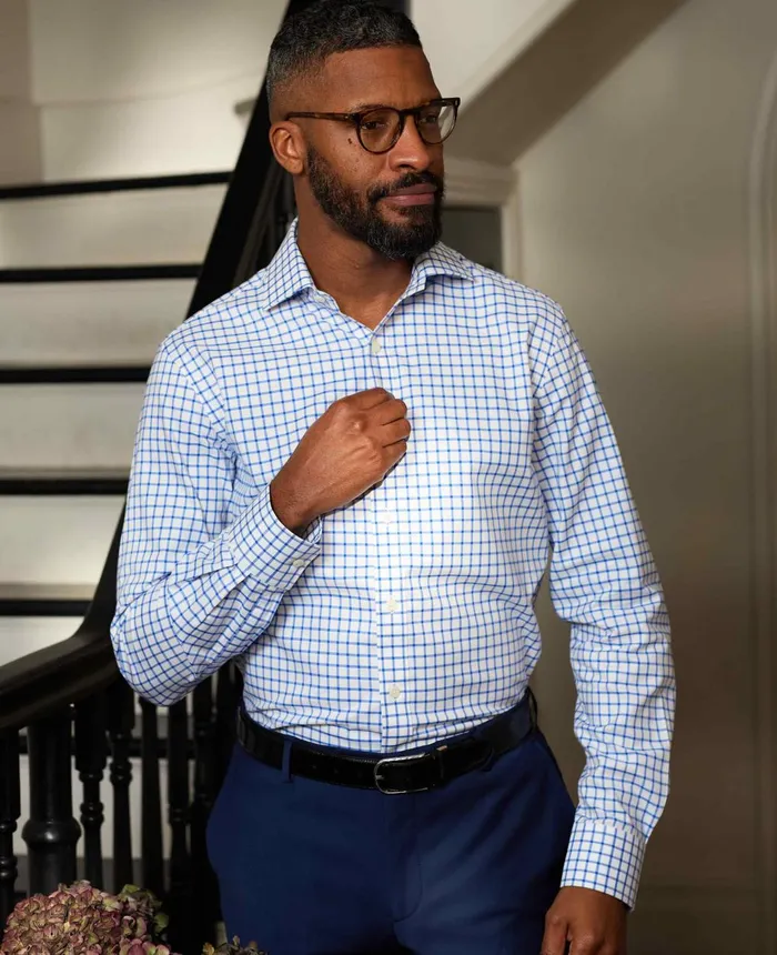 Savile Row Company Blue Window Check Slim Fit Shirt 8211 Single Cuff Blue Check Men Formal Shirts Savile Row Company Blue Window Check Slim Fit Shirt 8211 Single Cuff Blue Check Men Formal Shirts