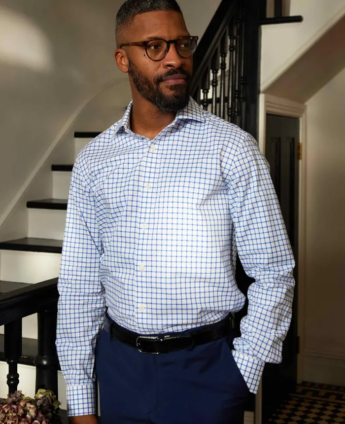 Savile Row Company Blue Window Check Slim Fit Shirt 8211 Single Cuff Blue Check Men Formal Shirts Savile Row Company Blue Window Check Slim Fit Shirt 8211 Single Cuff Blue Check Men Formal Shirts