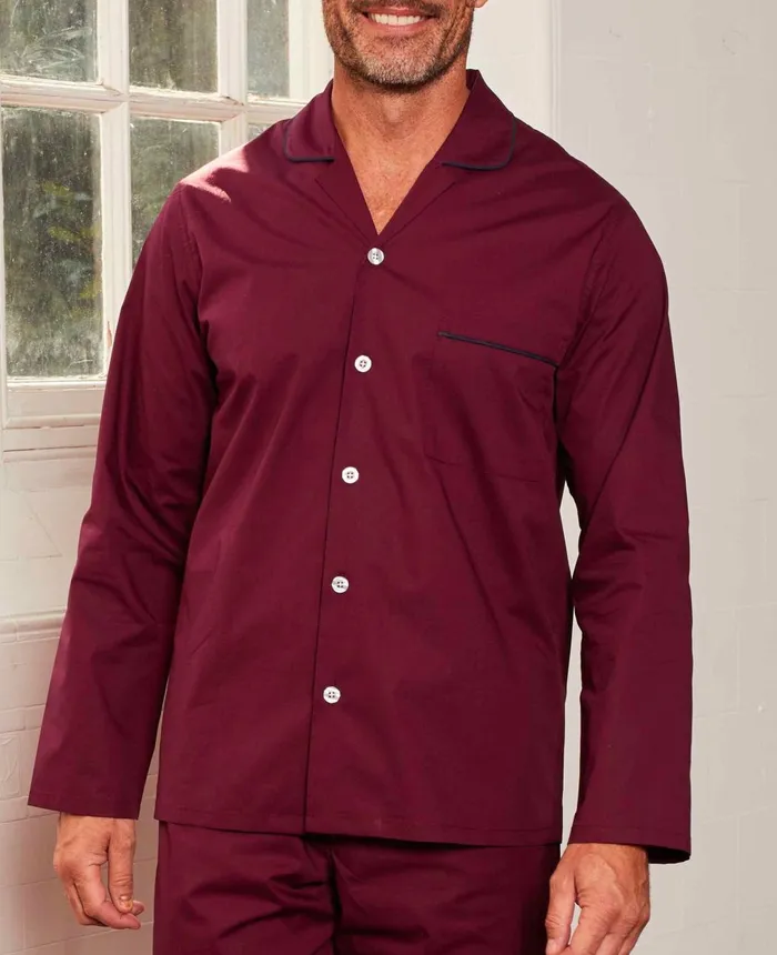 Savile Row Company Burgundy Wine Cotton Pyjamas Burgundy Navy Piping Men Pyjamas Savile Row Company Burgundy Wine Cotton Pyjamas Burgundy Navy Piping Men Pyjamas