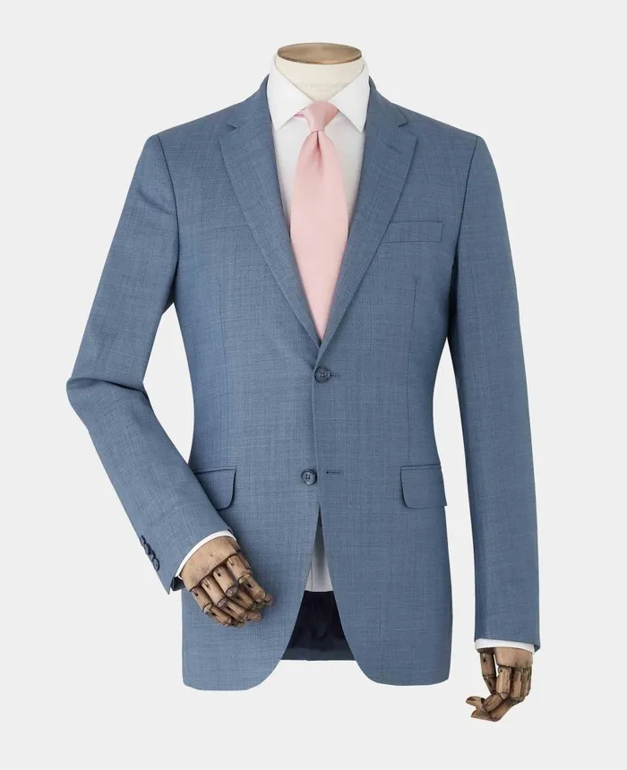 Savile Row Company Denim Navy Wool Blend Tailored Suit Men Tailored Suits