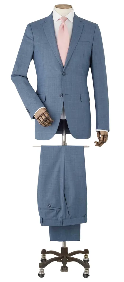Savile Row Company Denim Navy Wool Blend Tailored Suit Men Tailored Suits