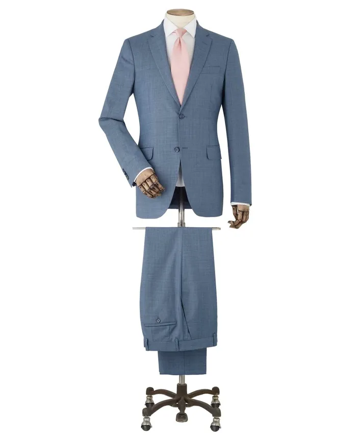 Savile Row Company Denim Navy Wool Blend Tailored Suit Men Tailored Suits