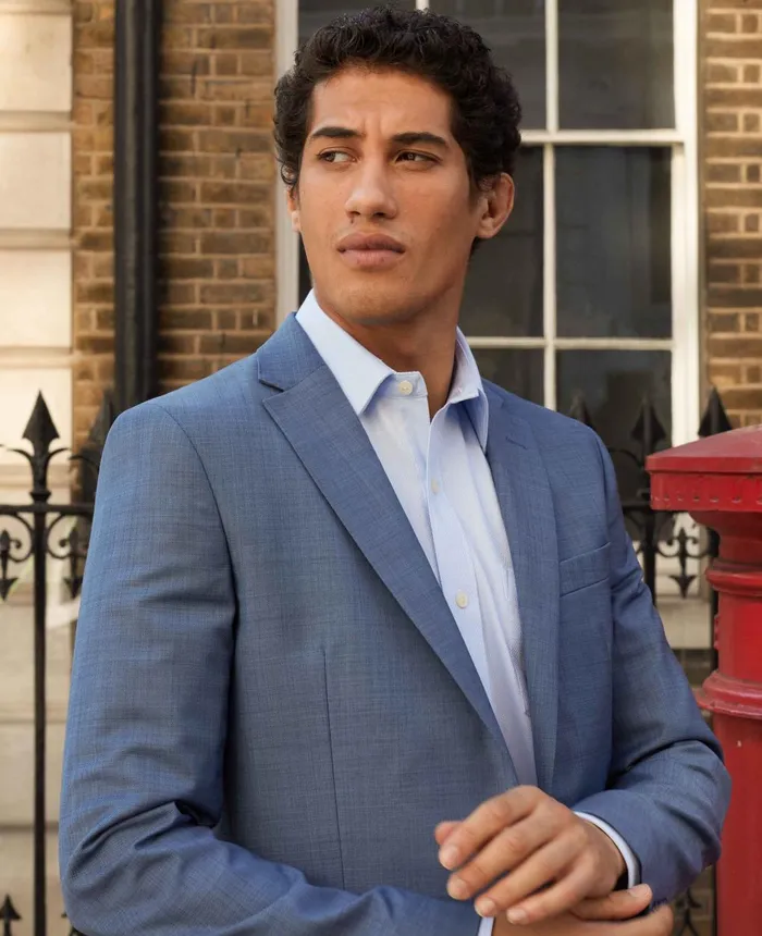 Savile Row Company Denim Navy Wool Blend Tailored Suit Men Tailored Suits