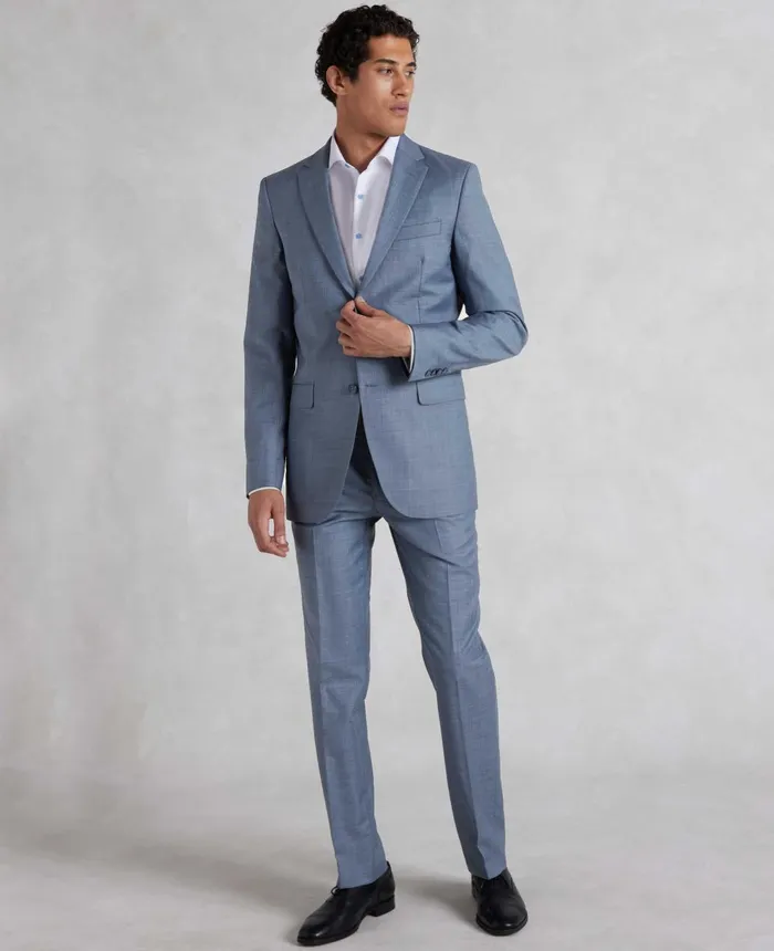 Savile Row Company Denim Navy Wool Blend Tailored Suit Men Tailored Suits