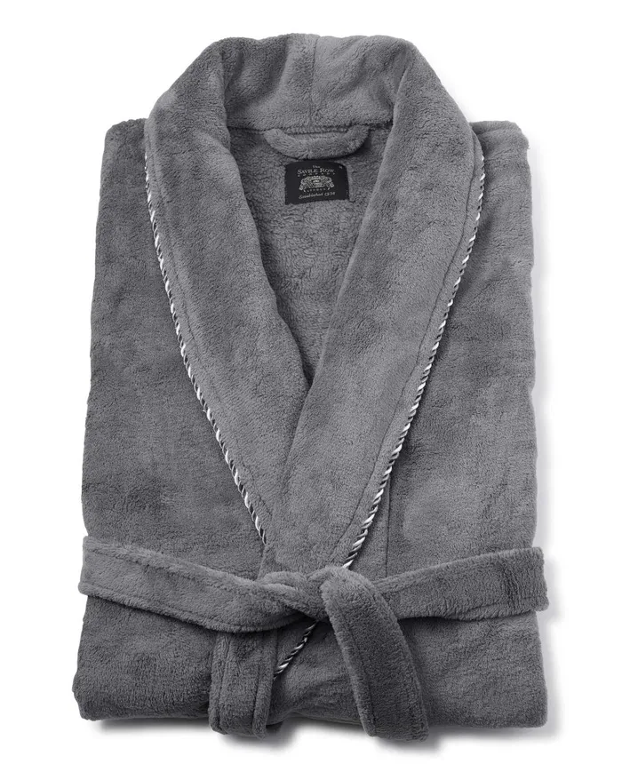 Savile Row Company Grey Fleece Rope Edge Dressing Gown Grey Fleece Men Dressing Gowns and Robes Savile Row Company Grey Fleece Rope Edge Dressing Gown Grey Fleece Men Dressing Gowns and Robes