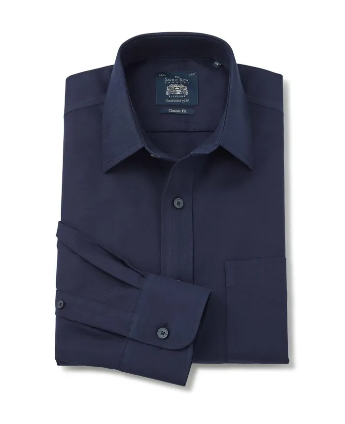 Savile Row Company Navy Fine Twill Classic Fit NonIron Formal Shirt 8211 Single Cuff Navy Men NonIron Shirts Savile Row Company Navy Fine Twill Classic Fit NonIron Formal Shirt 8211 Single Cuff Navy Men NonIron Shirts