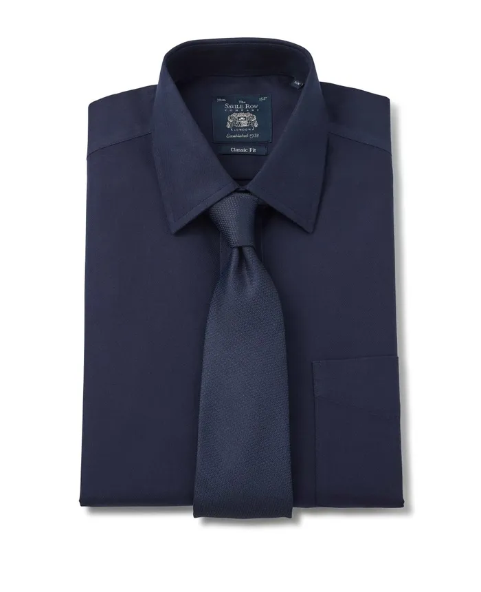 Savile Row Company Navy Fine Twill Classic Fit NonIron Formal Shirt 8211 Single Cuff Navy Men NonIron Shirts Savile Row Company Navy Fine Twill Classic Fit NonIron Formal Shirt 8211 Single Cuff Navy Men NonIron Shirts
