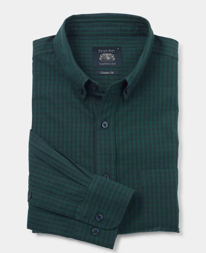 Savile Row Company Navy Green Classic Fit ButtonDown Gingham Shirt Men Casual Shirts Savile Row Company Navy Green Classic Fit ButtonDown Gingham Shirt Men Casual Shirts