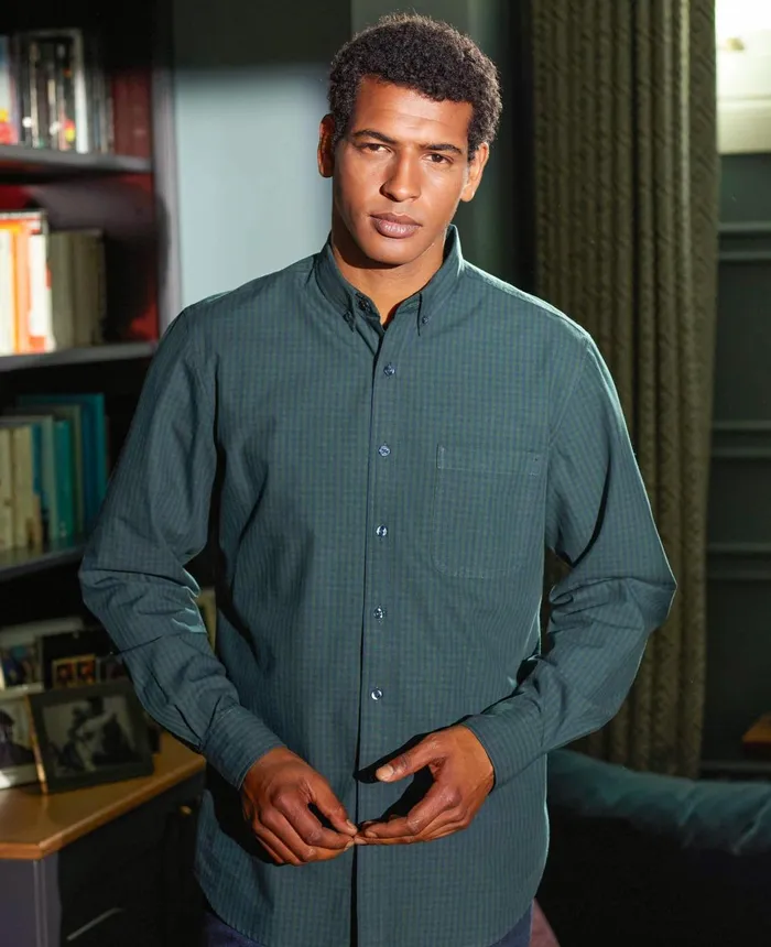 Savile Row Company Navy Green Classic Fit ButtonDown Gingham Shirt Men Casual Shirts Savile Row Company Navy Green Classic Fit ButtonDown Gingham Shirt Men Casual Shirts
