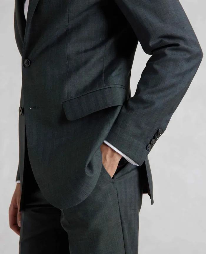 Savile Row Company Navy Herringbone WoolBlend Suit Men Tailored Suits