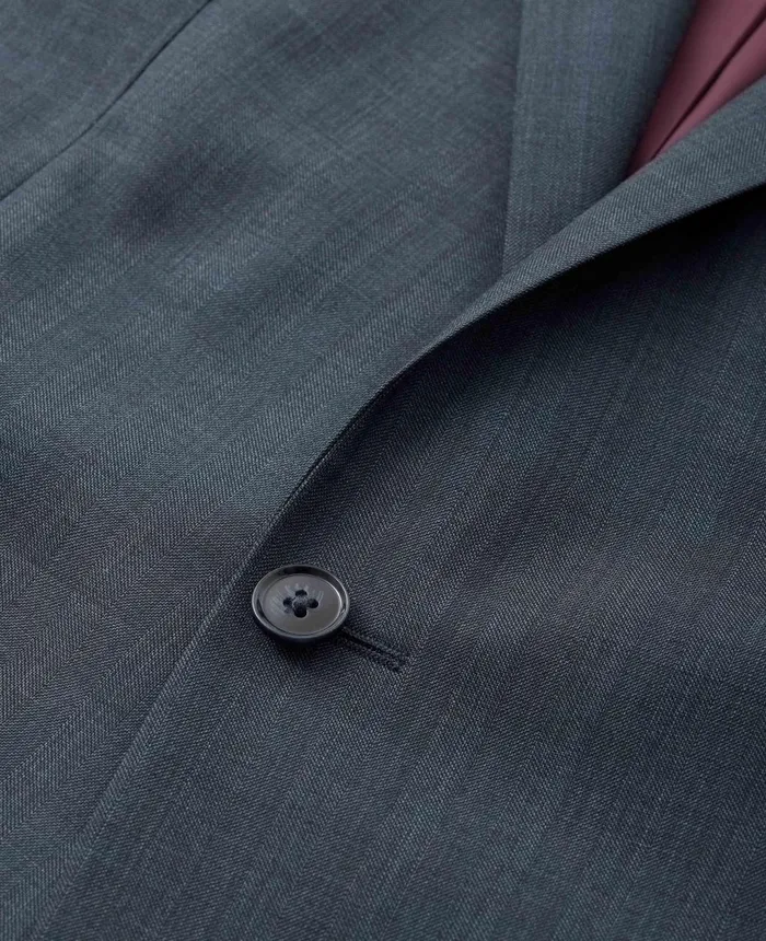 Savile Row Company Navy Herringbone WoolBlend Suit Men Tailored Suits