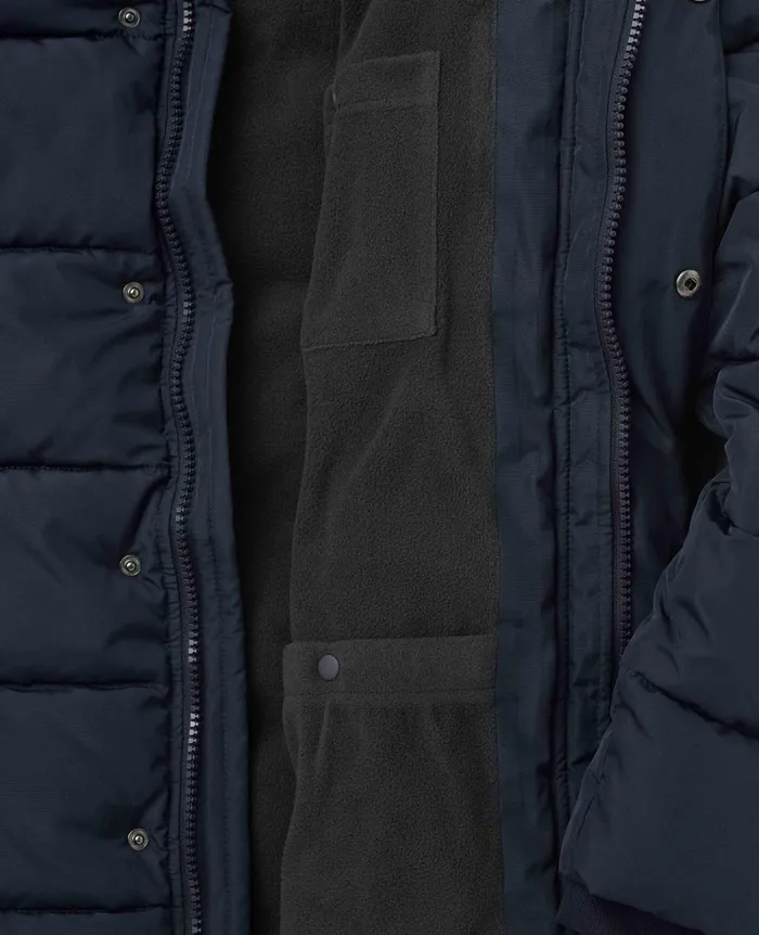Savile Row Company Navy Hooded Puffer Jacket With Rib Knit Storm Cuffs Navy Men Outerwear Savile Row Company Navy Hooded Puffer Jacket With Rib Knit Storm Cuffs Navy Men Outerwear