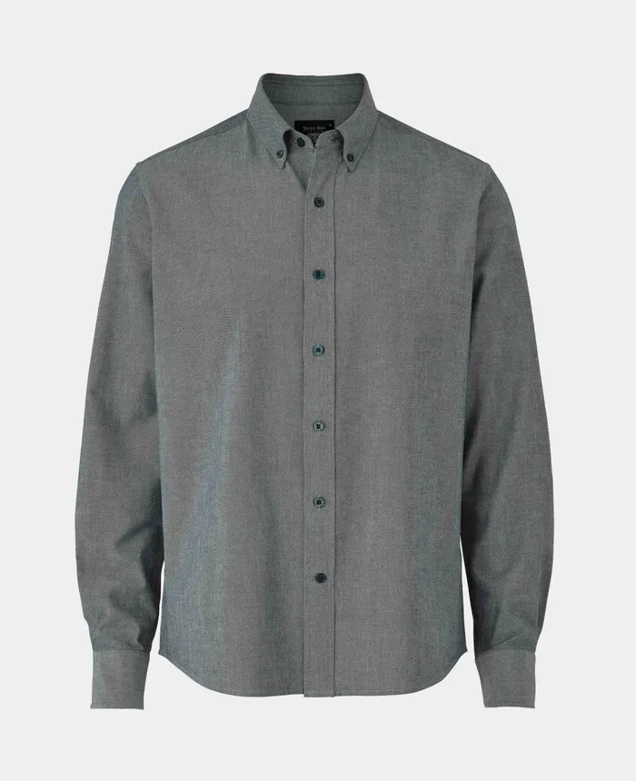 Savile Row Company Navy Slim Fit Chambray Oxford Shirt Light Navy Men Casual Shirts