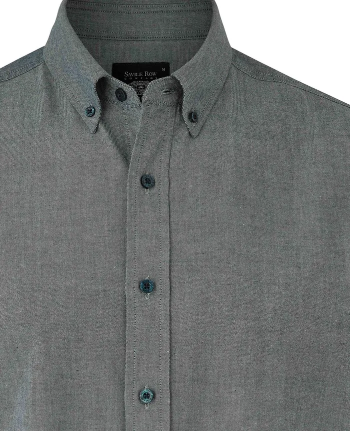 Savile Row Company Navy Slim Fit Chambray Oxford Shirt Light Navy Men Casual Shirts
