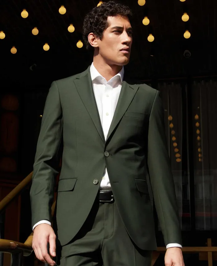 Savile Row Company Olive Green WoolBlend Suit Men Tailored Suits