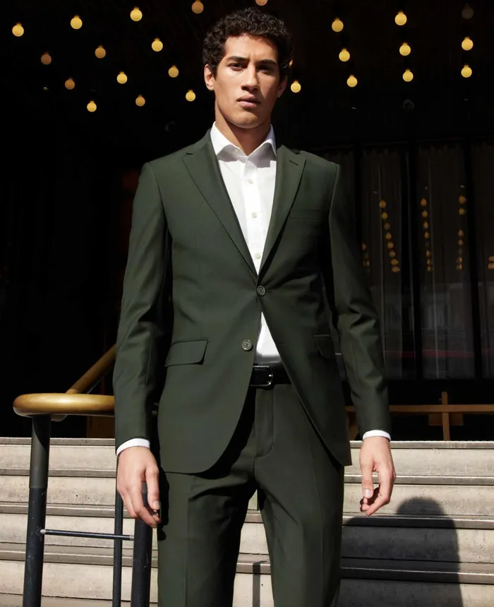 Savile Row Company Olive Green WoolBlend Suit Men Tailored Suits