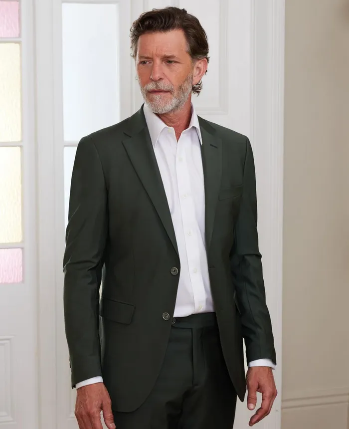 Savile Row Company Olive Green WoolBlend Suit Men Tailored Suits