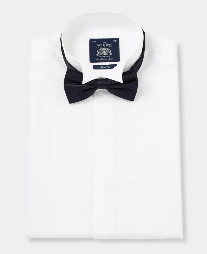 Savile Row Company White Wing Collar Slim Fit Dress Formal Shirt 8211 Double Cuff Men Formal Shirts