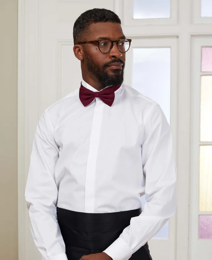 Savile Row Company White Wing Collar Slim Fit Dress Formal Shirt 8211 Double Cuff Men Formal Shirts