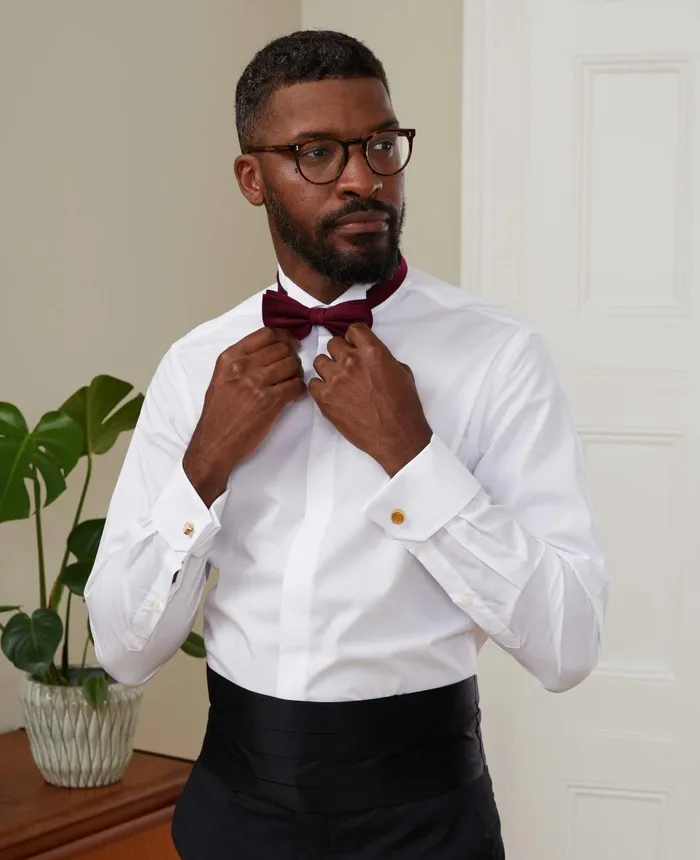 Savile Row Company White Wing Collar Slim Fit Dress Formal Shirt 8211 Double Cuff Men Formal Shirts