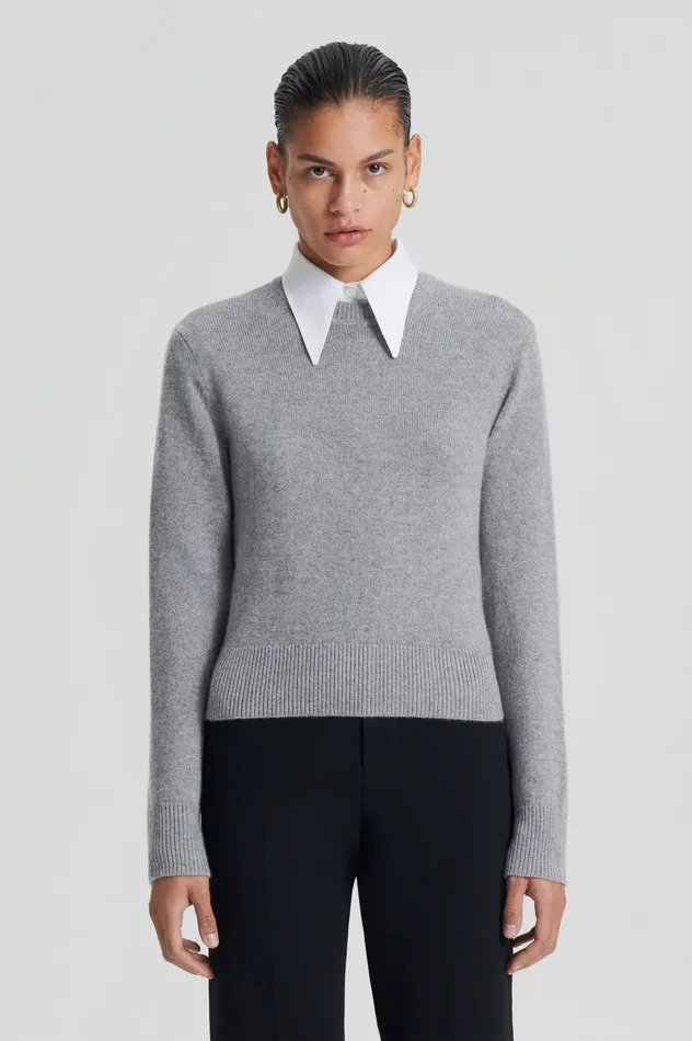 Scanlan Theodore CASHMERE CREW SWEATER GREYMELANGE Women Sweaters Scanlan Theodore CASHMERE CREW SWEATER GREYMELANGE Women Sweaters