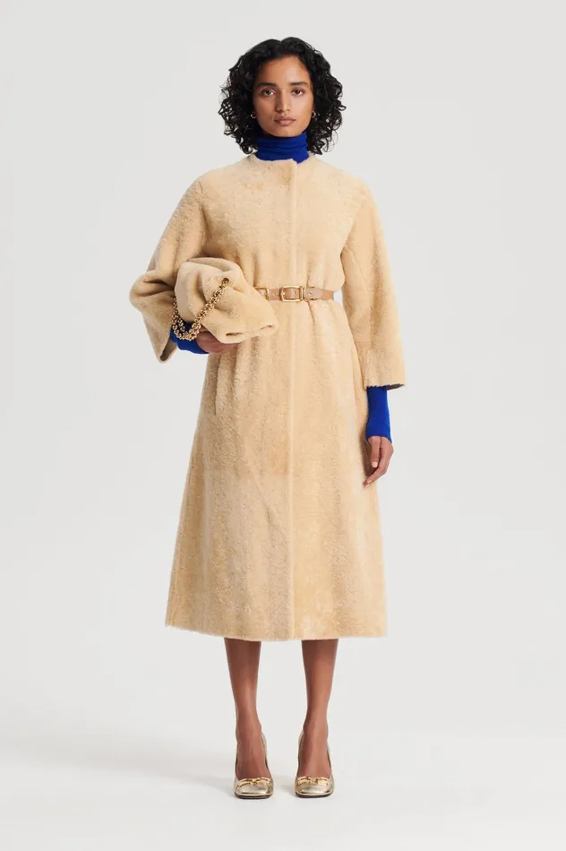 Scanlan Theodore Coats Women COCOON SHEARLING COAT GOLD