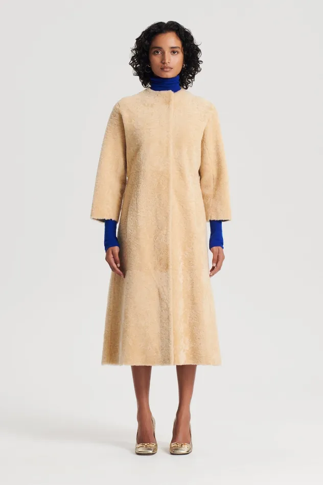 Scanlan Theodore Coats Women COCOON SHEARLING COAT GOLD