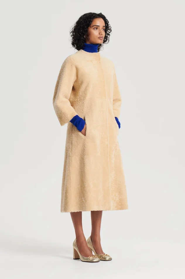 Scanlan Theodore Coats Women COCOON SHEARLING COAT GOLD
